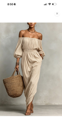 Champagne – Off Shoulder Smocked Waist Maxi Dress
