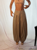 Palermo khaki balloon leg pleated pants, front view