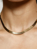 Juliana 18k non-tarnish flat bold snake chain necklace, alternate view