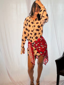 Marrakech spot print tie-front long sleeve shirt dress, alternate view