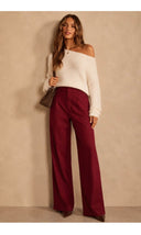 Merlot high waist wide leg tailored pants, alternate view