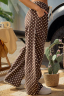 Moka brown polka dot wide leg cargo pants, alternate view
