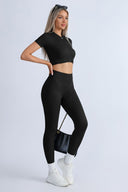 Noir Move 2-piece zip-up top & yoga legging activewear set by DIEZYONCE