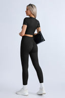 Noir Move 2-piece zip-up top & yoga legging activewear set, alternate view