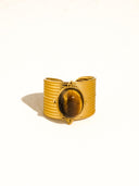 Oasis 18k non-tarnish bold stone adjustable ring by DIEZYONCE