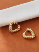 Prudence 18k non-tarnish twisted heart hoop earrings, alternate view
