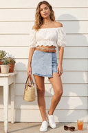 Sunday stretch denim wrap skort by DIEZYONCE