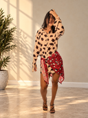 Marrakech – Spot Print Tie-Front Long Sleeve Shirt Dress