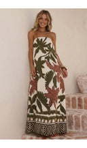 Toscana tropical print strapless maxi dress